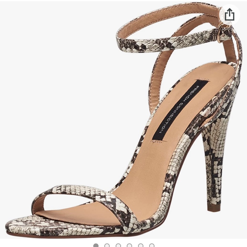 NWOT French Connection Snakeskin print High Heel Ankle Strap Sandals 7/37